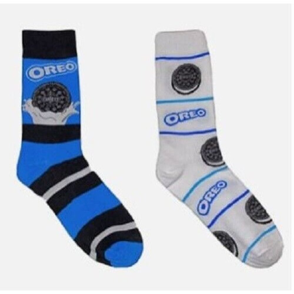 Mad Engine 2 Pair Oreo Cookies Crew Socks R-32649ML2PF Blue Men Size Large 8-12